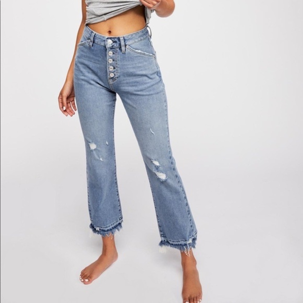 We the Free Dylan Cropped Distressed Raw Hem Jeans
